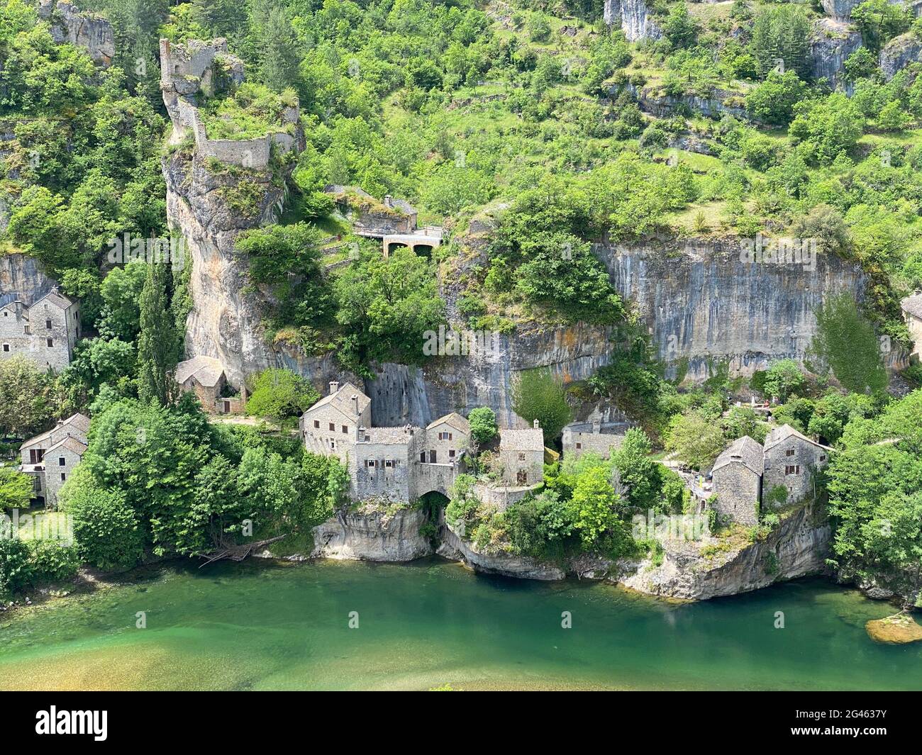 Small french village of Castelbouc in the Gorges du Tarn in France Stock Photo