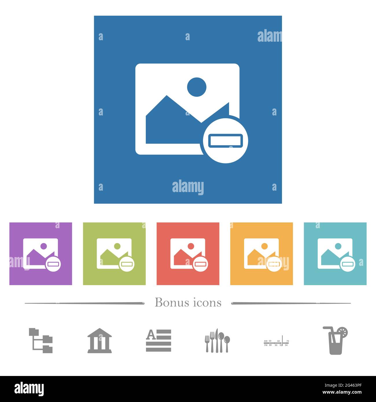 Remove image flat white icons in square backgrounds. 6 bonus icons ...