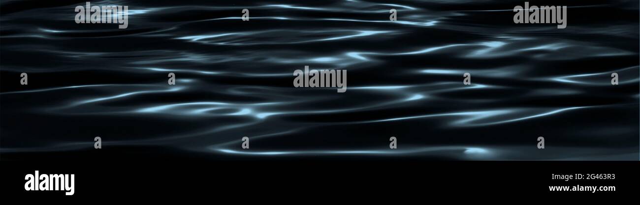 dark blue abstract background. The reflection of light on the smooth surface of the water in small waves. Green tidal water background with copy space Stock Photo