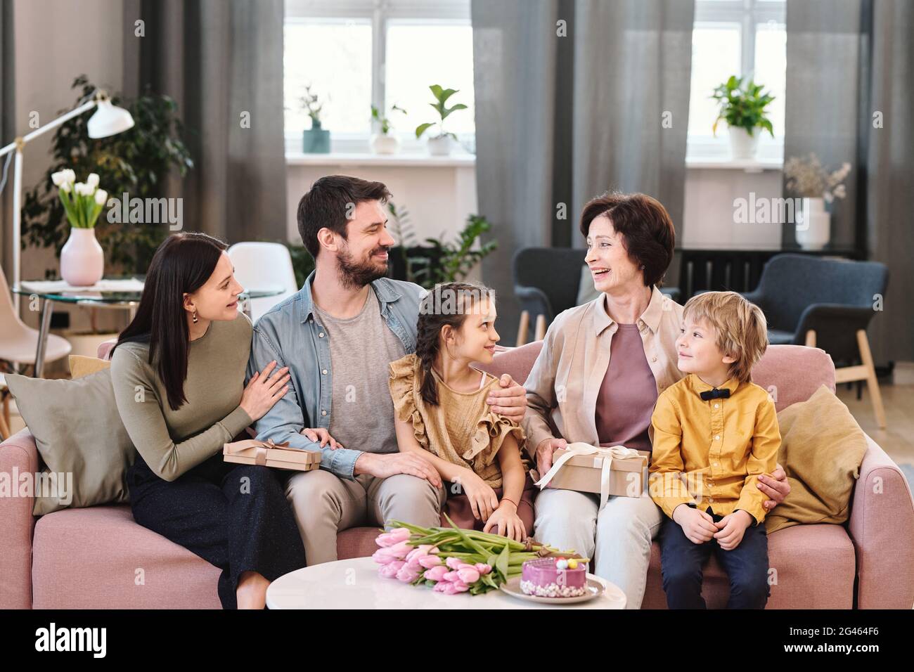 Happy Family In Living Room