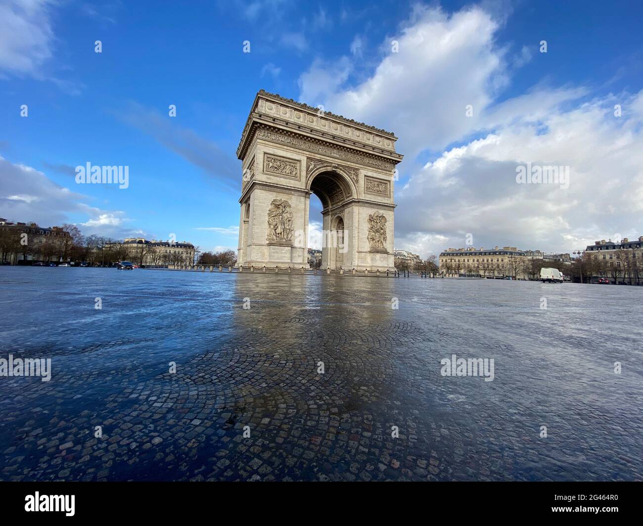 Paris, arc de triomphe during a cloudy day Stock Photo