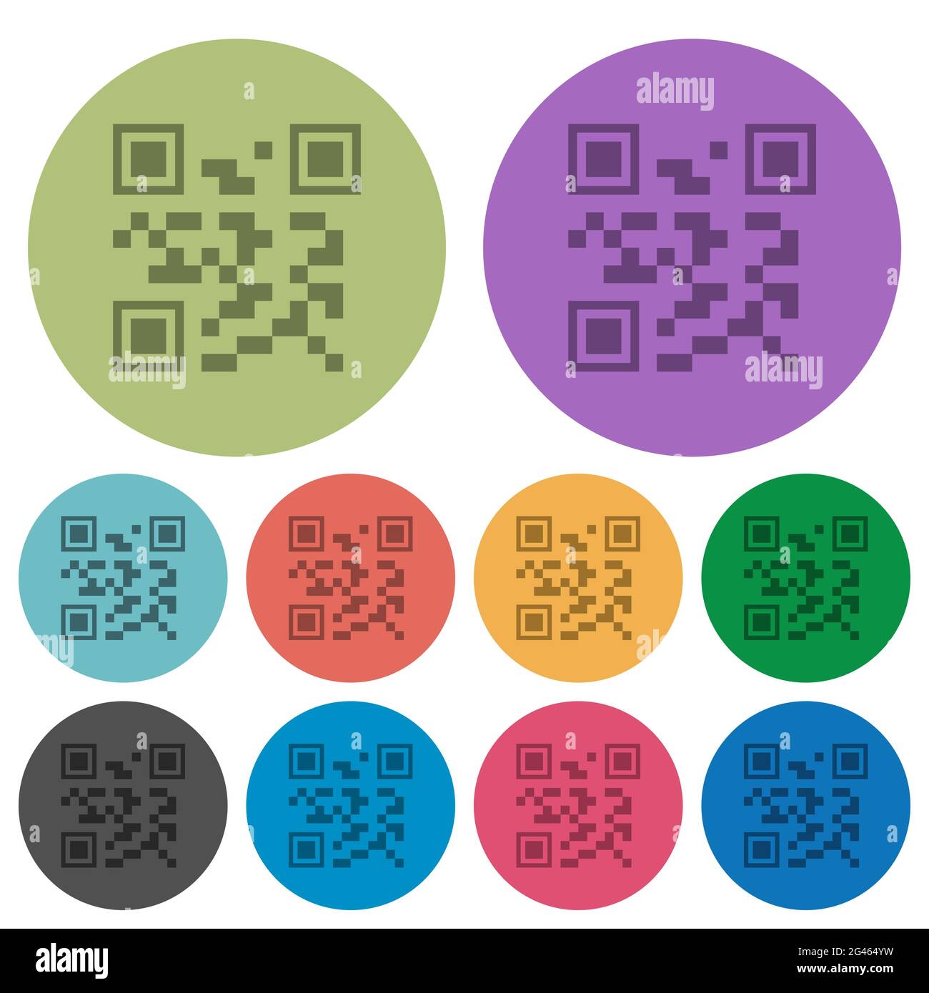 QR code darker flat icons on color round background Stock Vector