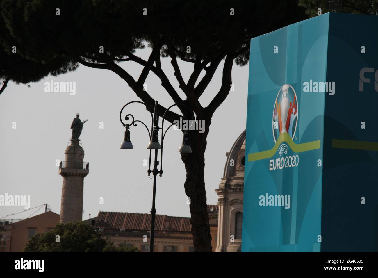 Euro 2020 Football on Via dei Fori Imperiali Rome Stock Photo