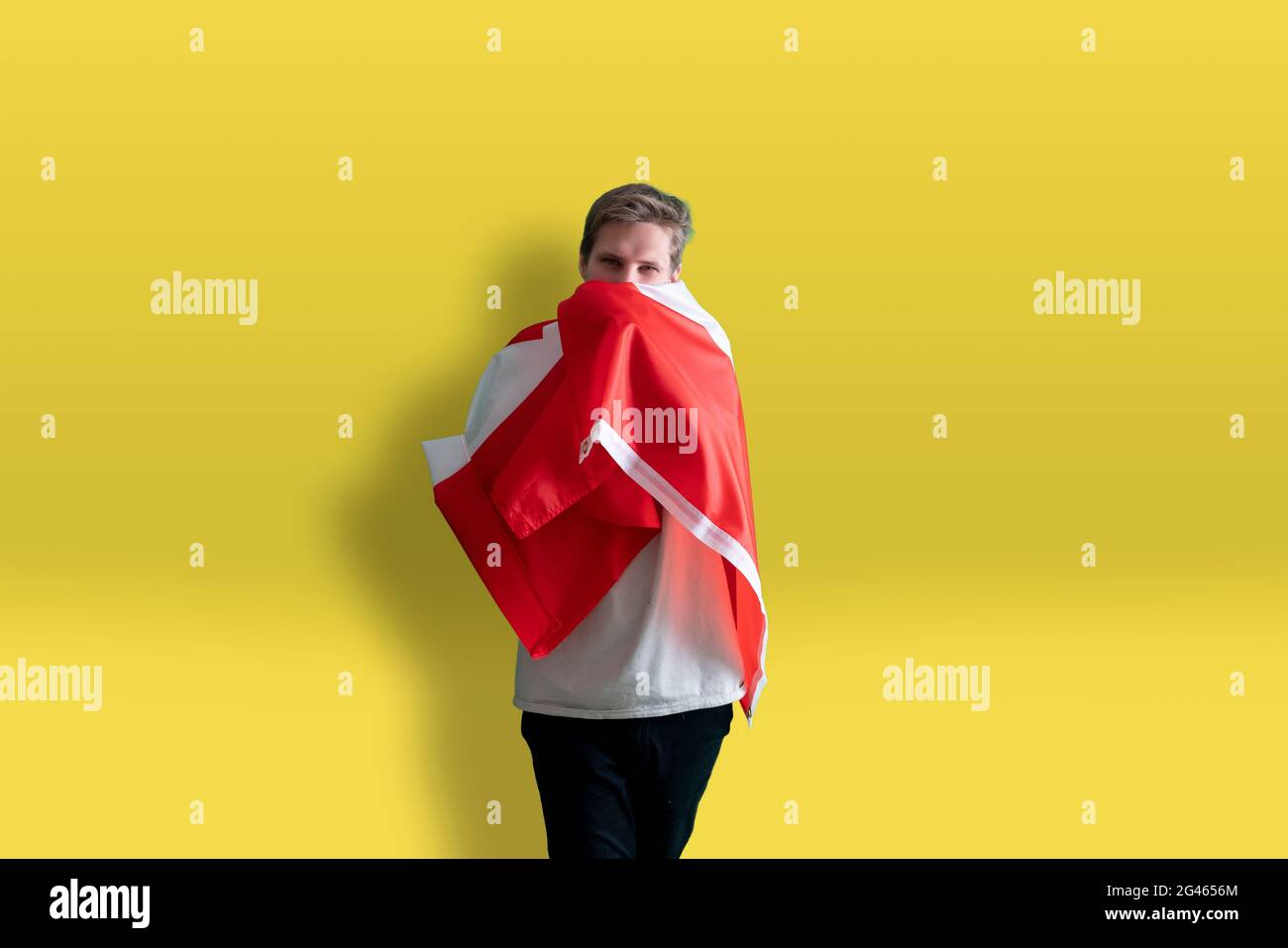 Canadian man wave flag hi-res stock photography and images - Alamy