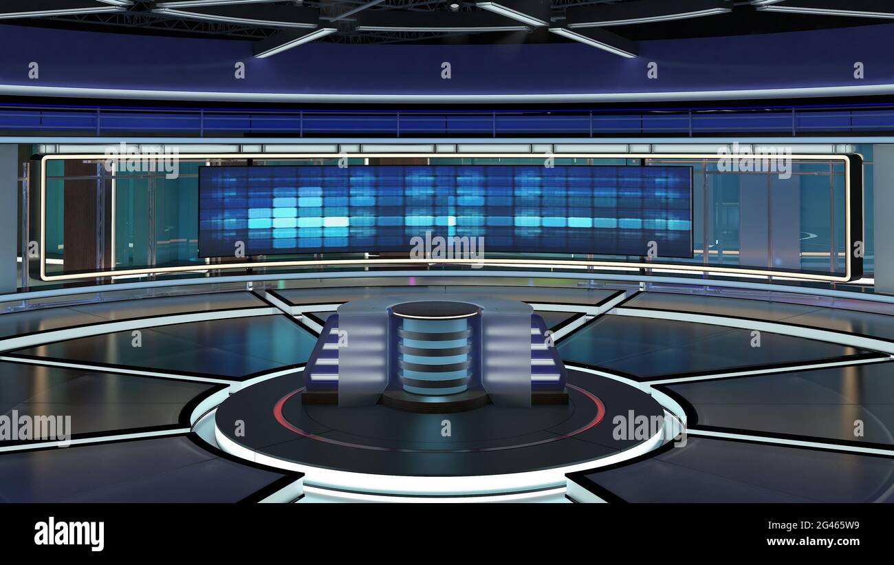Virtual Tv Studio News Set Green Screen Background 3d Rendering Virtual Set Studio For Chroma Footage Wherever You Want It With A Simple Setup Stock Photo Alamy