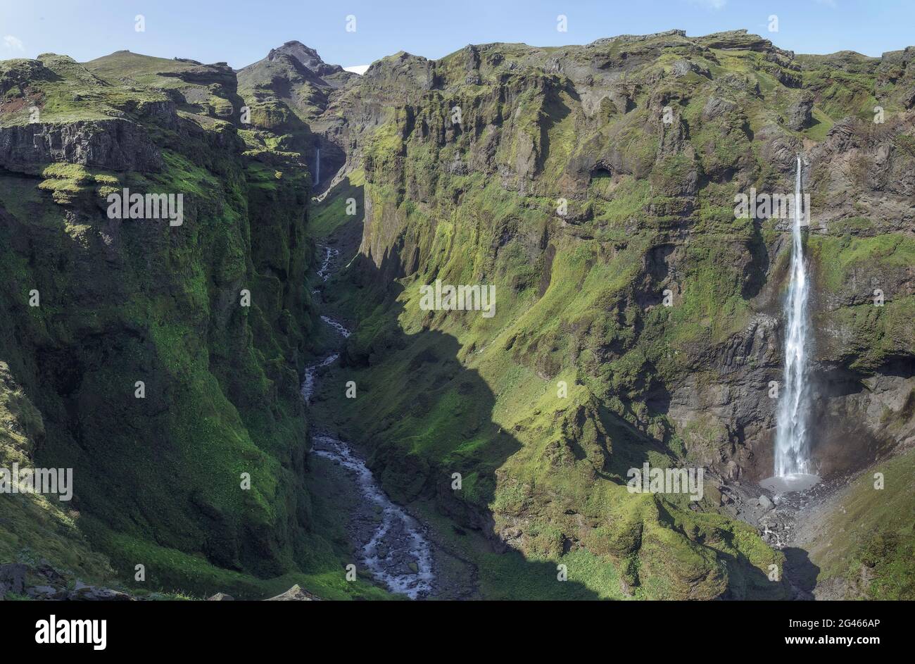 Stunning View of Secret Canyon with Double Waterfall in Iceland Stock Photo  - Alamy