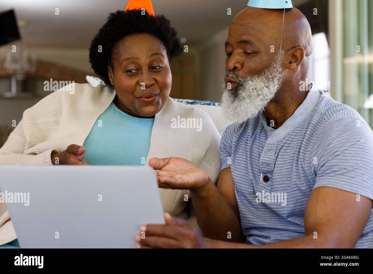 Senior african american couple spending time at home together Stock ...