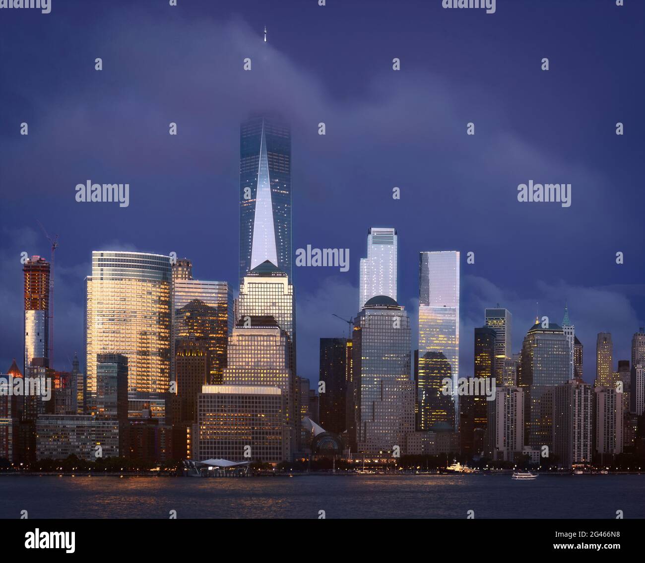 Lower Manhattan at Blue Hour Stock Photo