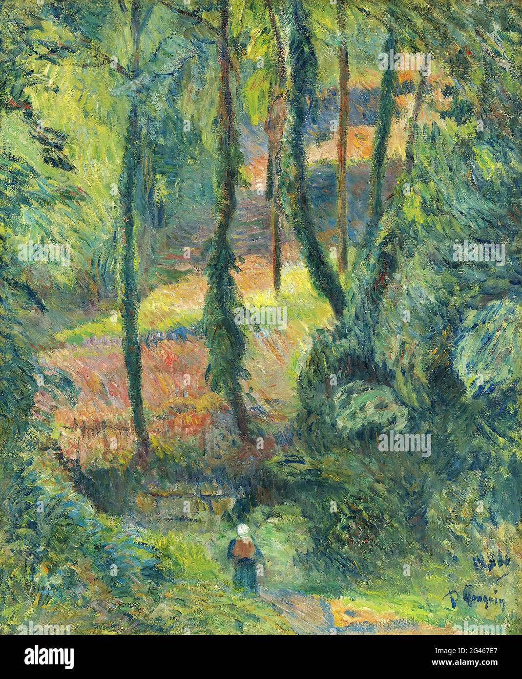 Paul Gauguin -  Chemin Creux Dans Une Pente Boise Stock Photo