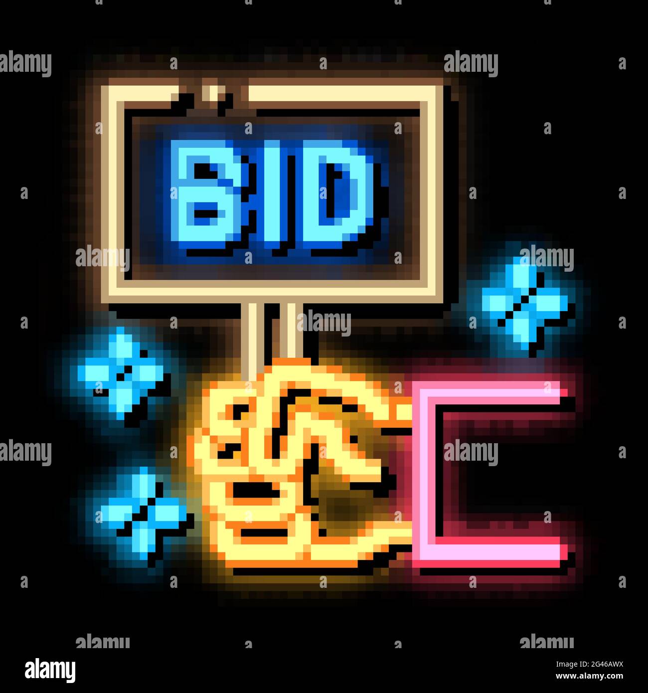 bid sign neon glow icon illustration Stock Vector Image & Art - Alamy