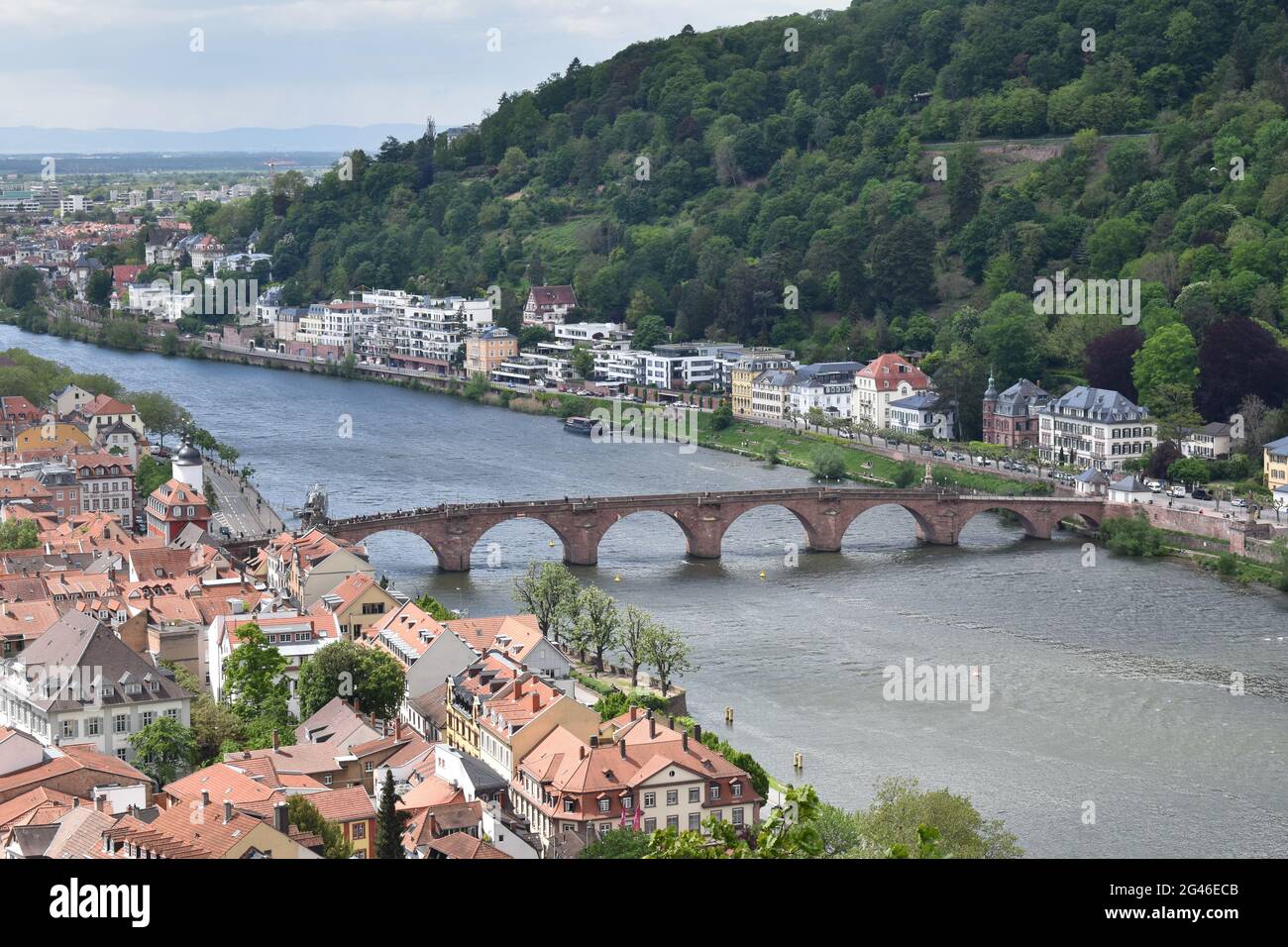 Heidelberg, Baden-Württemberg, Germany. View of the city from the Heidelberg Castle. Stock Photo
