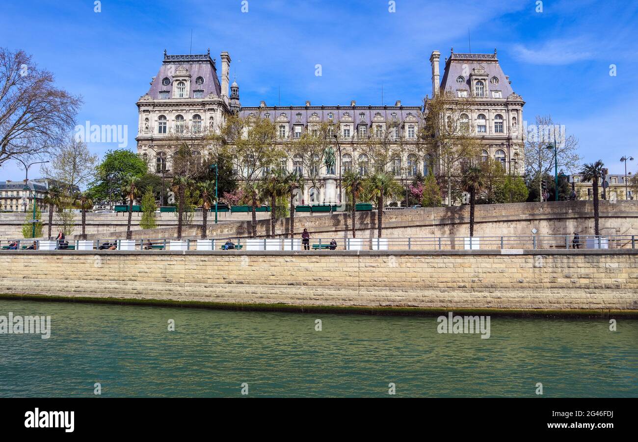 Beautiful facade of historic building of Paris France Stock Photo