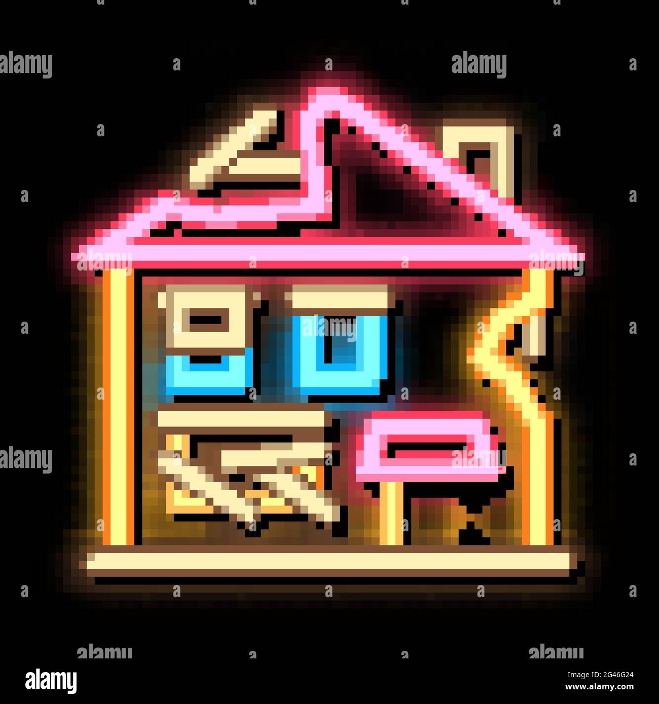 ruined house neon glow icon illustration Stock Vector Image & Art - Alamy