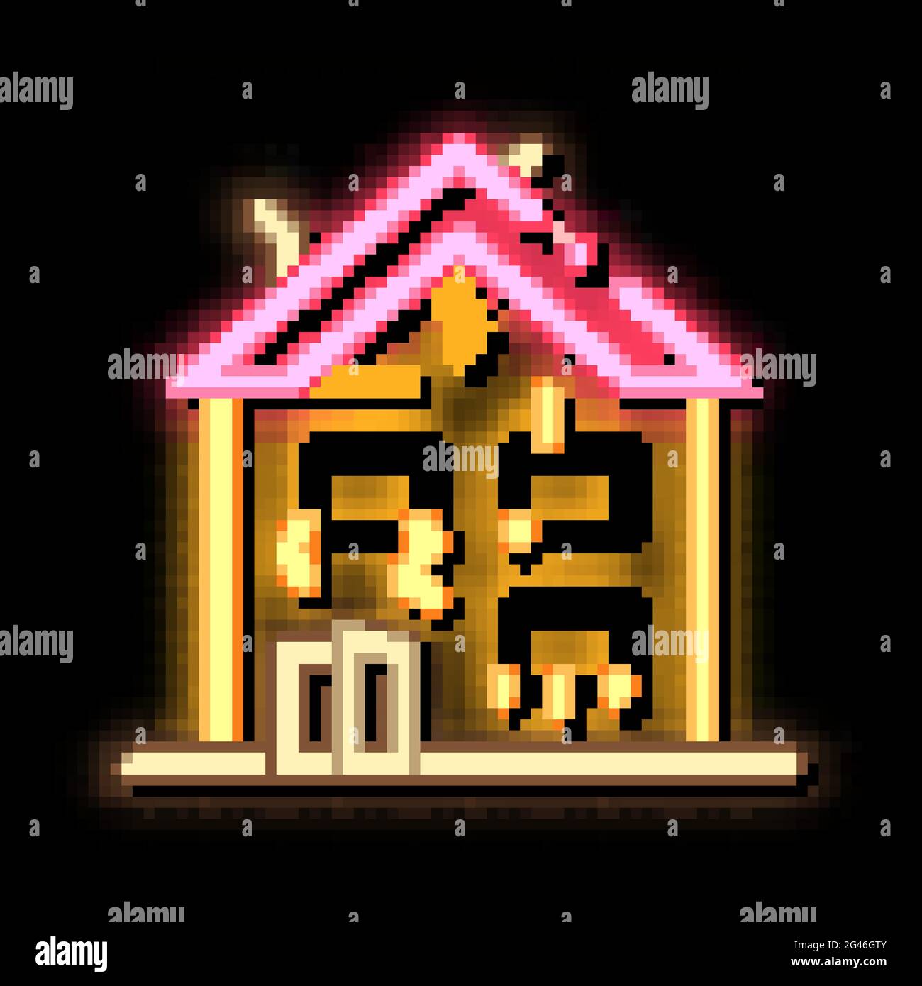 collapse of old house neon glow icon illustration Stock Vector Image ...