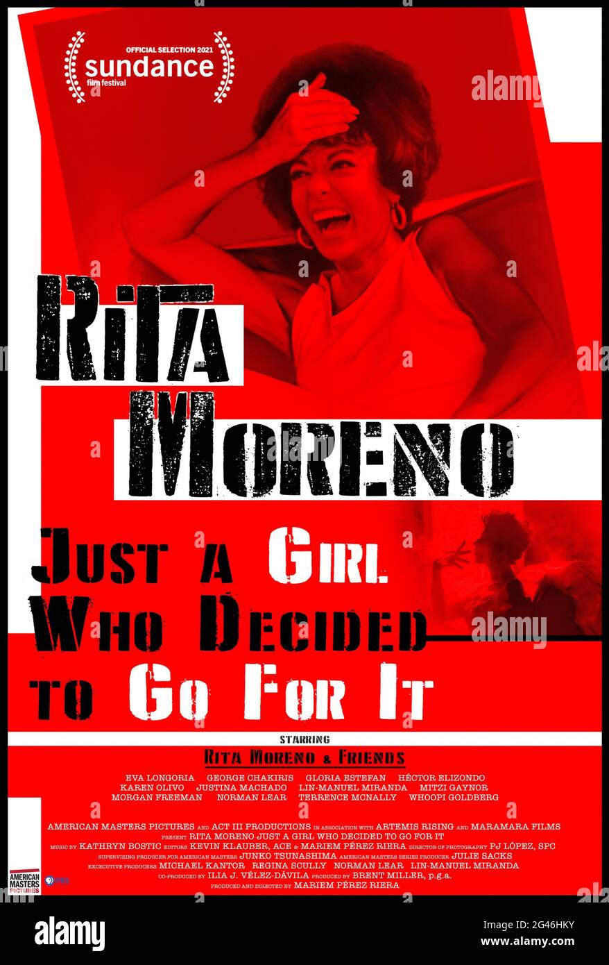 Rita Moreno: Just a Girl Who Decided to Go for It (2021) directed by Mariem Pérez Riera and starring Lin-Manuel Miranda, Rita Moreno and Morgan Freeman. Documentary about Rita Moreno from her humble beginnings in Puerto Rico to her success on Broadway and in Hollywood. Stock Photo