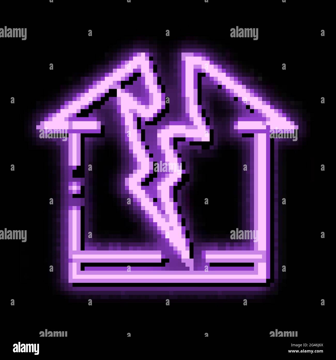 lightning destroyed house neon glow icon illustration Stock Vector ...