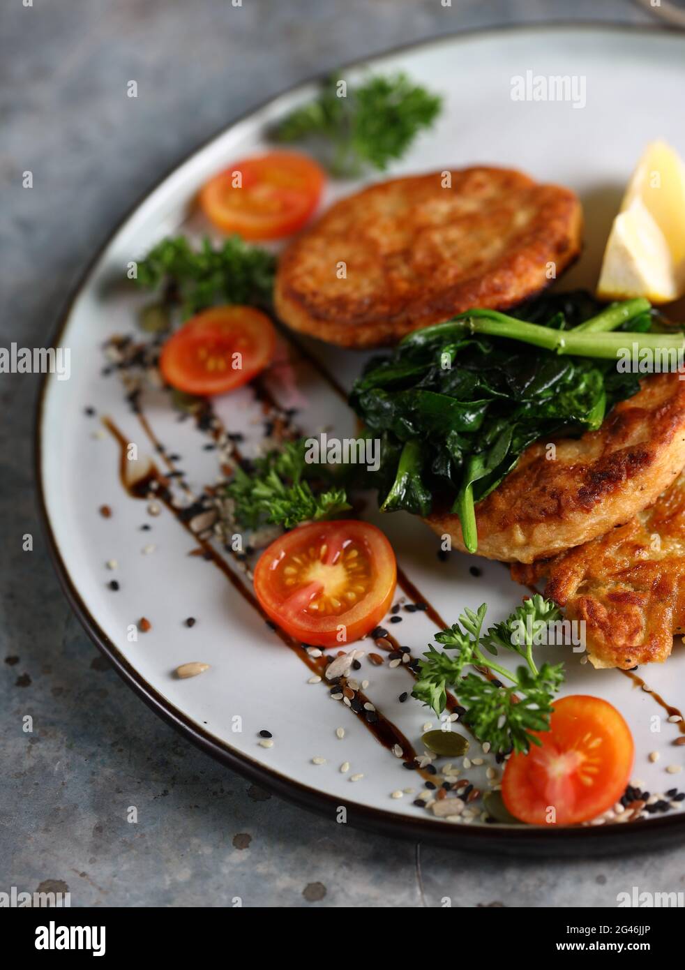 chicken cutlets for lunch with a side dish Stock Photo Alamy