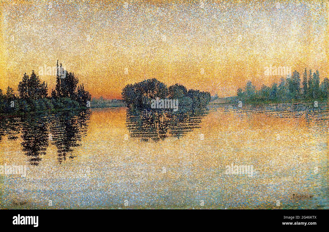 Signac Sunset Paul Signac - Sunset Herblay 1889 Stock Photo - Alamy