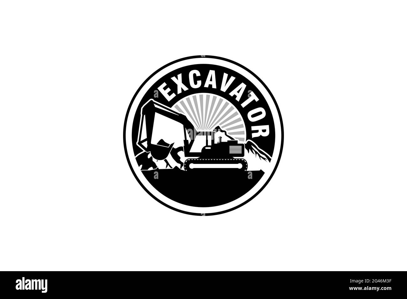 Excavator logo template vector. Heavy equipment logo vector for construction company. Creative excavator illustration for logo. Stock Vector