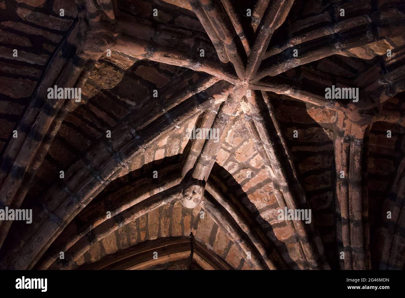 10 June 2021 - Chester UK: Interior of Chester Cathedral showing vaulted ceiling Stock Photo