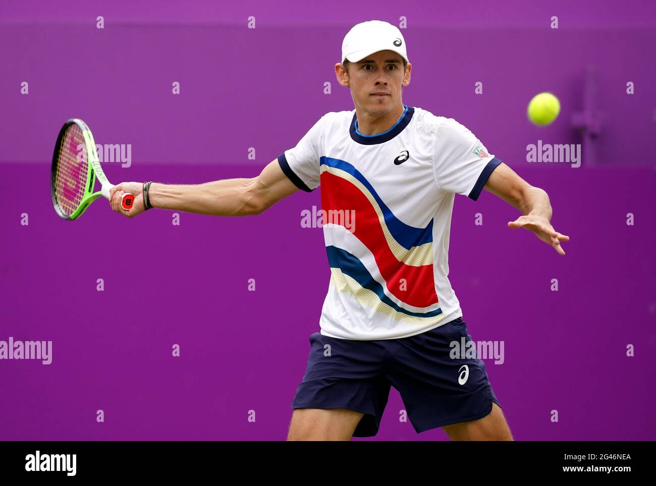 Alex de Minaur during his match against Matteo Berrettini on day six of the cinch Championships at The Queen's Club, London. Picture date: Saturday June 19, 2021. Stock Photo