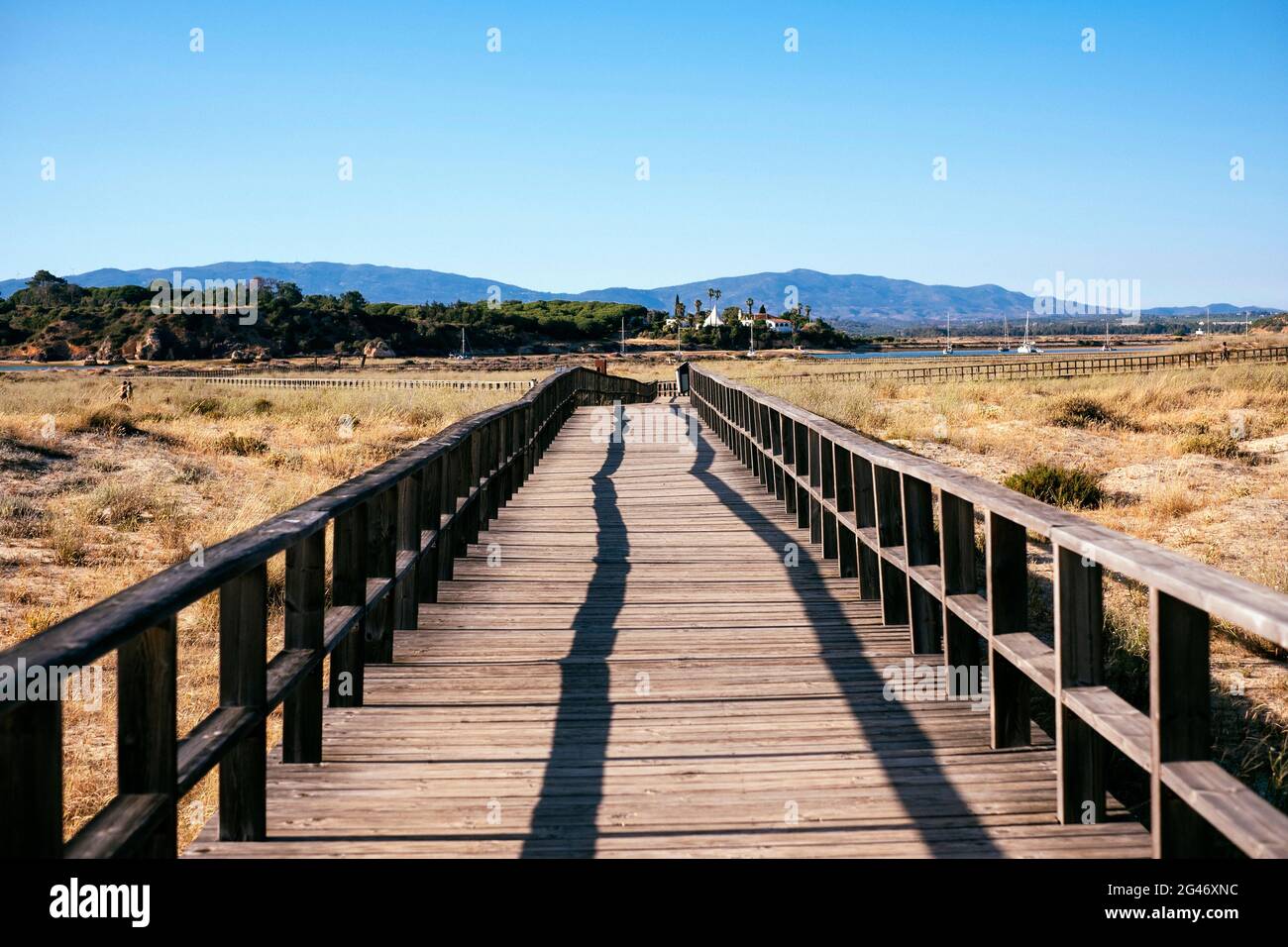 A board walk near the beach in Alvor, Portugal Stock Photo