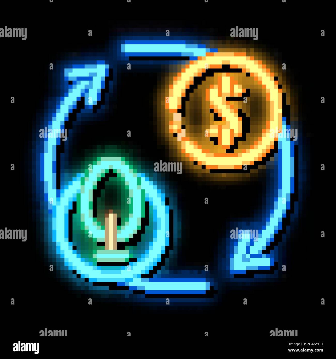cycle of trees and money neon glow icon illustration Stock Vector Image ...