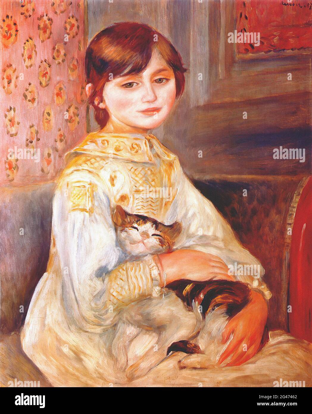 Pierre-Auguste Renoir 【子犬を抱く少女】 ルノワール 「子犬を抱く少女」 6号 立体複製名画 【5％ポイント