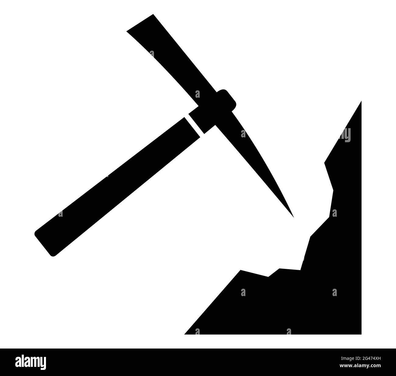 Miner pickaxe tool for mining work hitting rocks vector icon Stock Vector