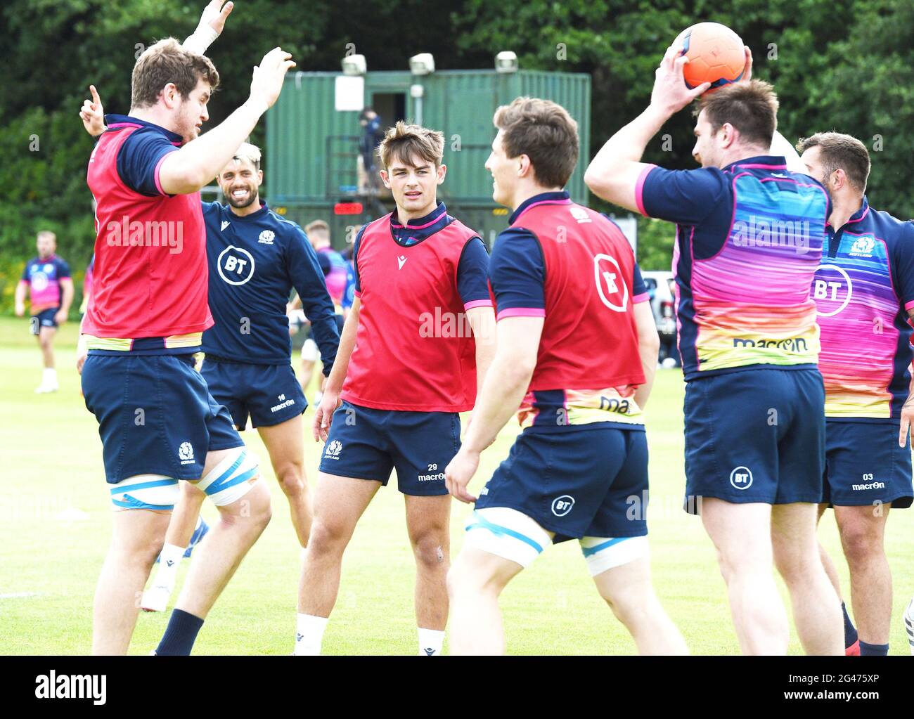 Oriam Sports Performance Centre, Riccarton, Edinburgh, Scotland. UK .18th June 21.Scotland Rugby squad Ross Thompson (C) is pictured during training session for the England A fixture . Credit: eric mccowat/Alamy Live News Stock Photo