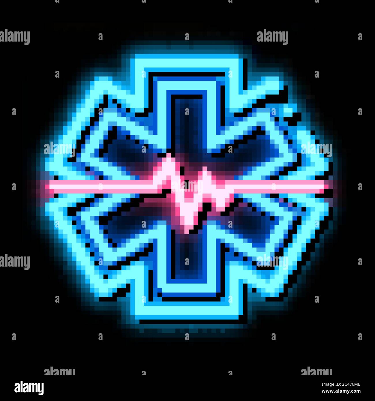 hypothermia cardiogram problems neon glow icon illustration Stock ...