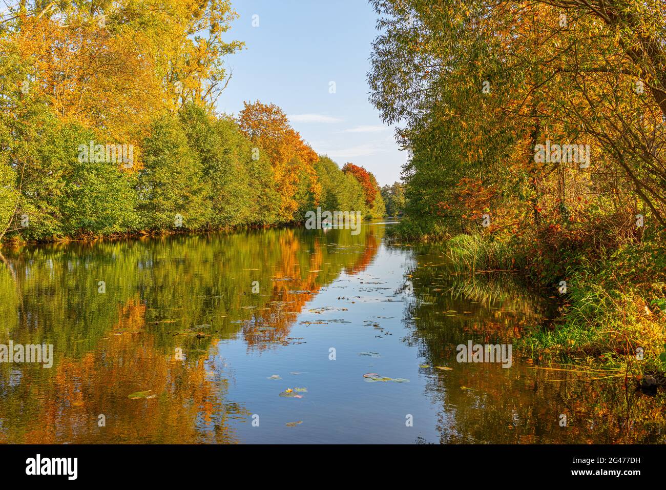 Germany, Brandenburg, Barnim County, Langer TrÃ¶del canal in fall, holidays in wonderful nature Stock Photo