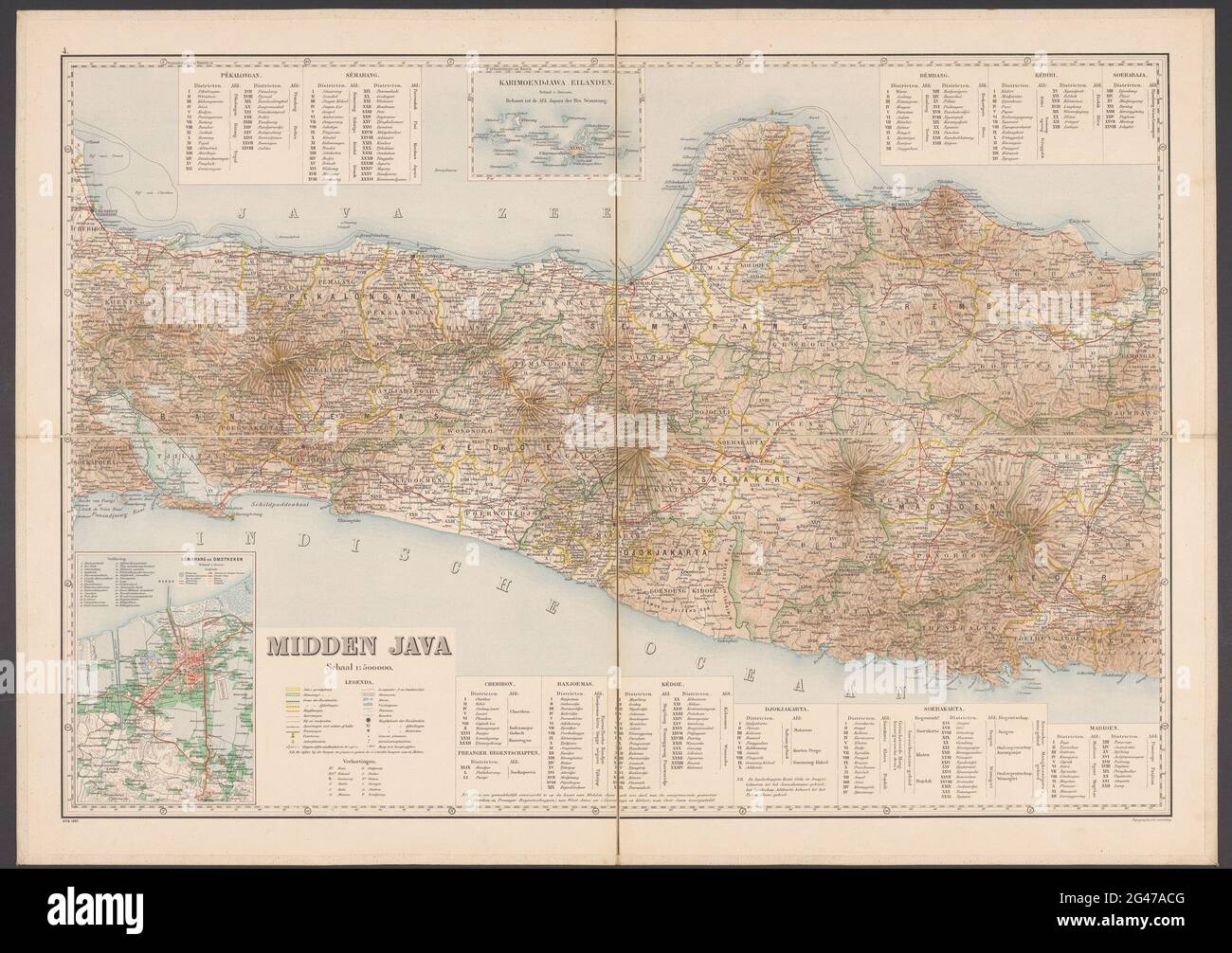 Map of Central Java. Map of Middle Java with legend and insert map of ...