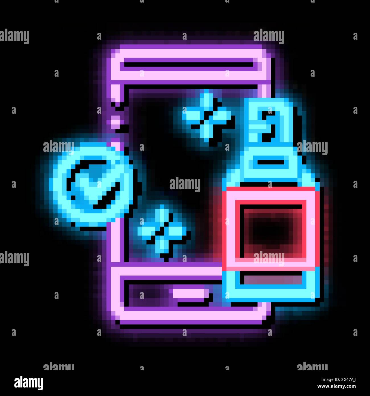 disinfection mobile phone neon glow icon illustration Stock Vector ...