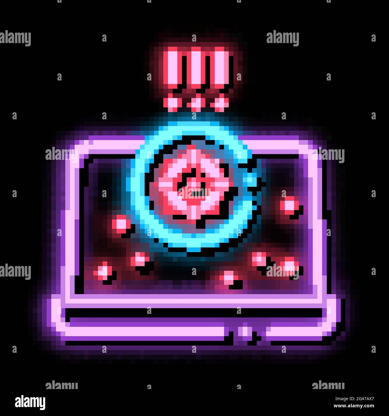bacteria detection on laptop neon glow icon illustration Stock Vector ...