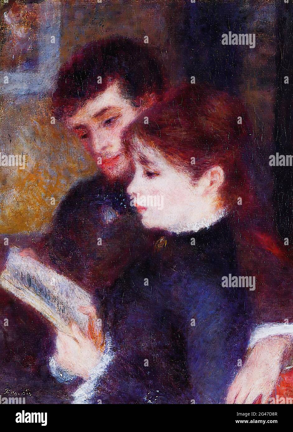 Pierre-Auguste Renoir -  Reading Couple Edmond Renoir Marguerite Legrand 1877 Stock Photo