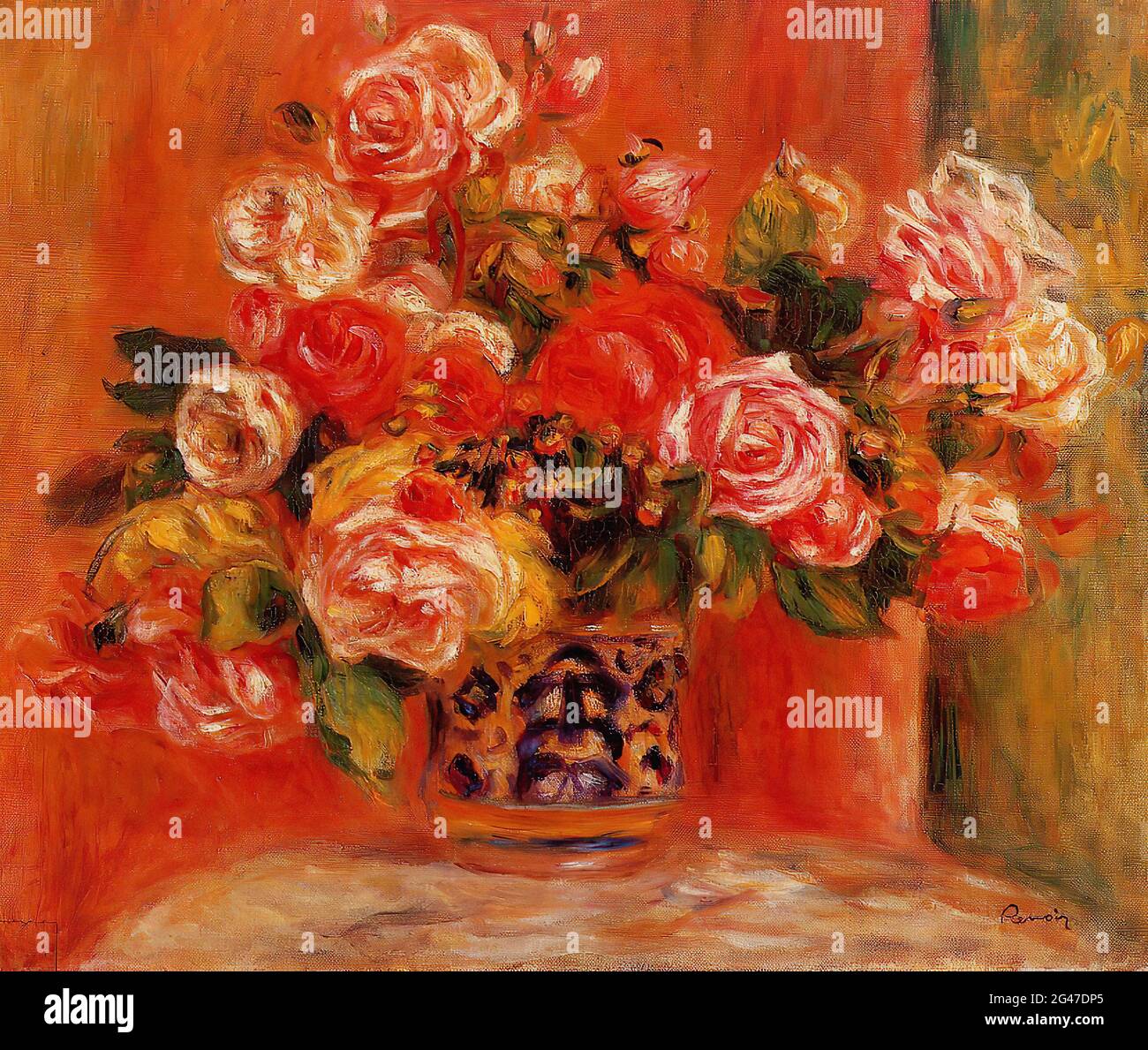 PierreAuguste Renoir Roses Vase 1914 Stock Photo Alamy