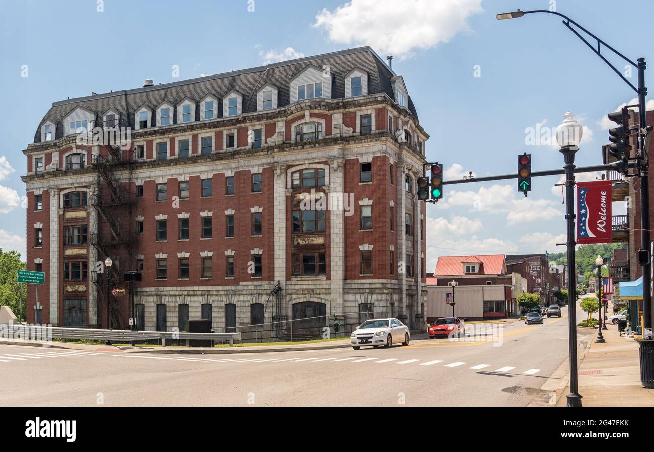 Grafton WV 5 June 2021 Abandoned Willard Hotel building which is