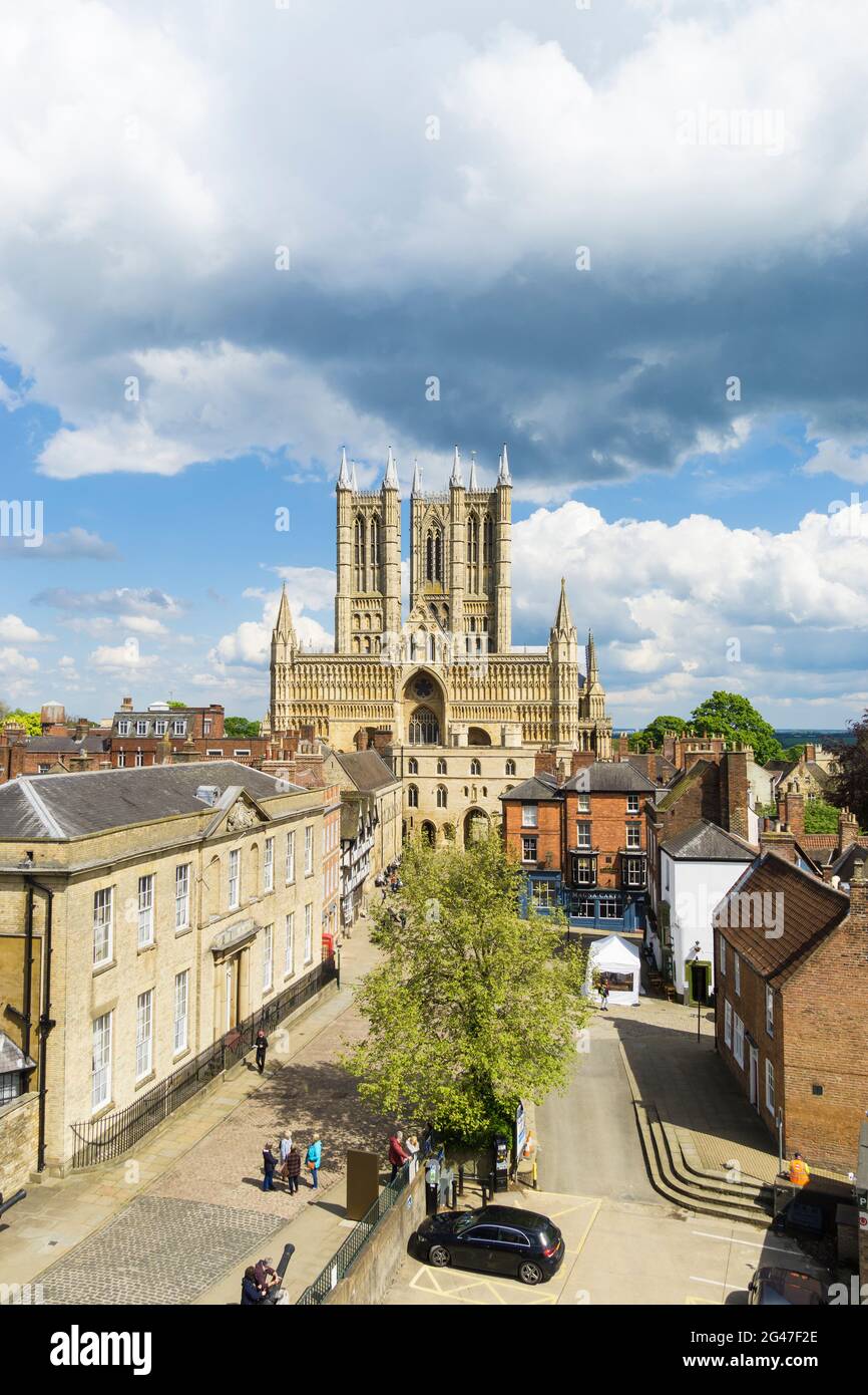 Lincoln Cathedral from Castle wall lincoln lincolnshire 2021 Stock Photo
