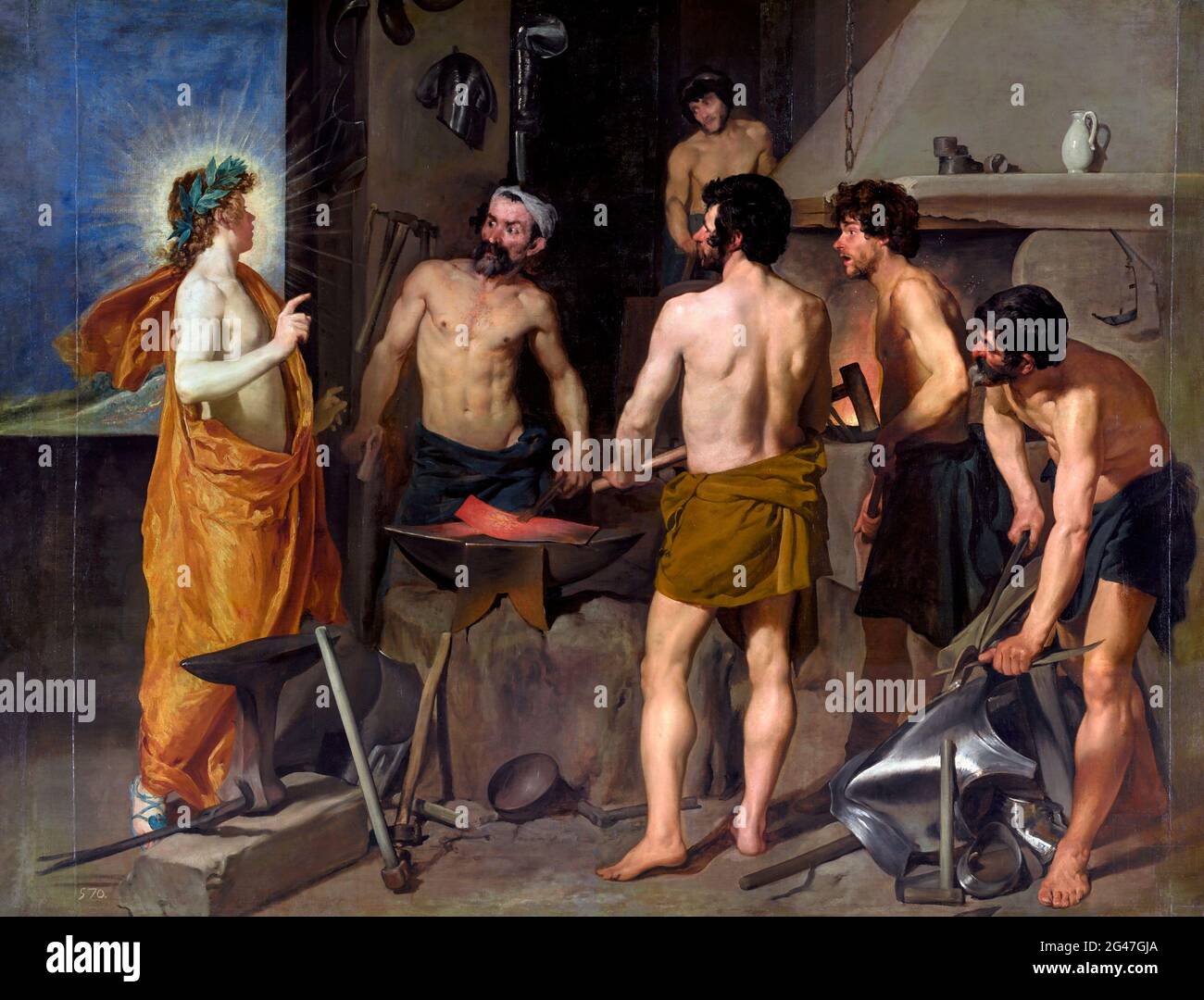Apollo in the Forge of Vulcan by Diego Velazquez (1599-1660), oil on canvas, c.1630 Stock Photo