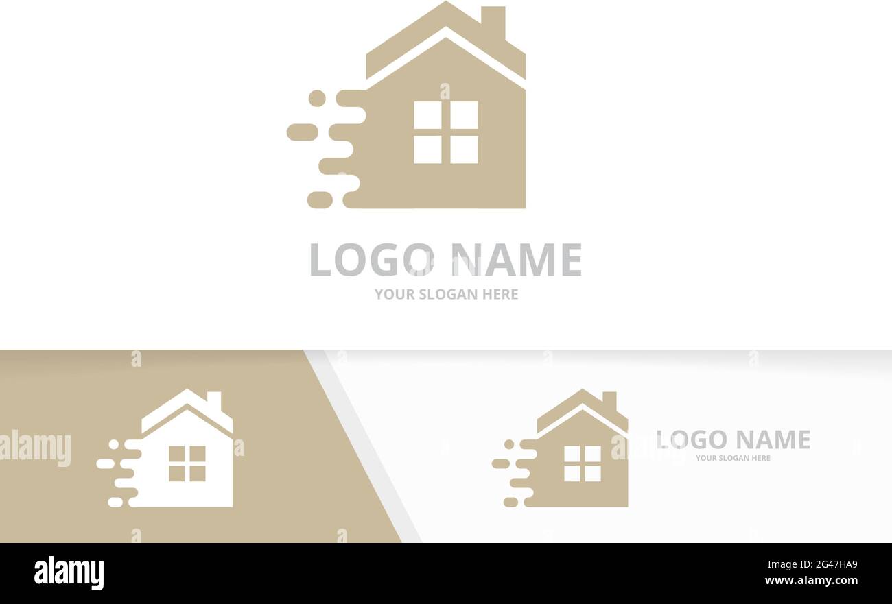 Fast real estate logo. Speed house logotype design template Stock
