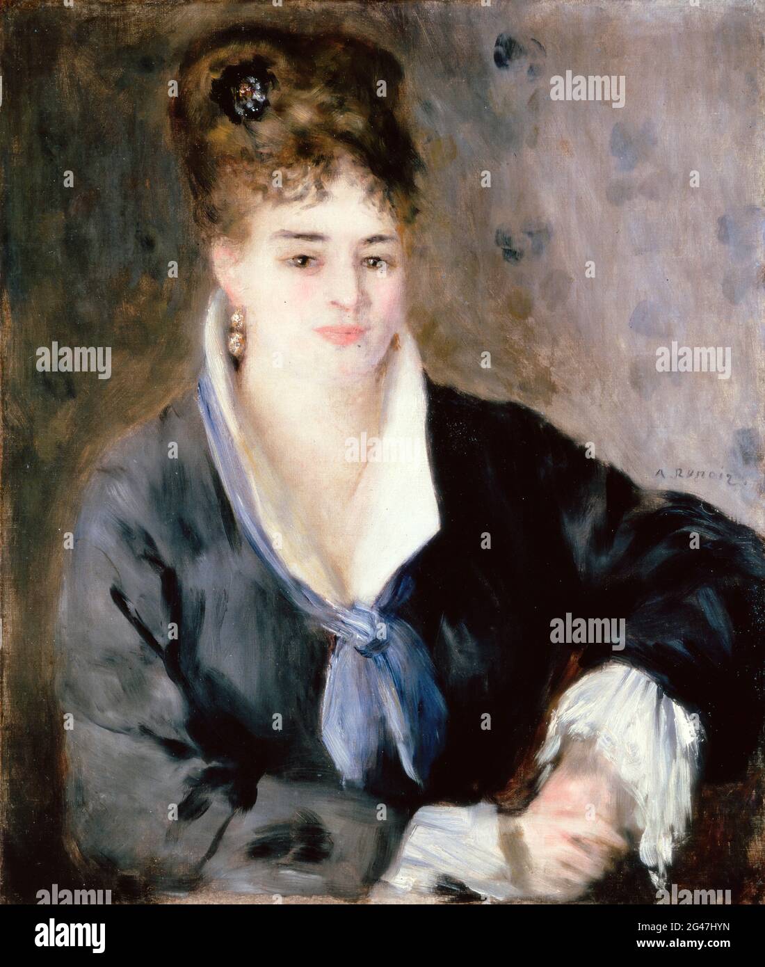 Pierre-Auguste Renoir: Woman in Tulle Blouse and Black Skirt (Femme en blouse de tulle et en jupe noire dans un paysage), Pierre-Auguste Renoir, c. 1917, Oil on canvas, Overall: 14 x 11 Pierre-Auguste Renoir: Woman in Tulle Blouse and Black Skirt (Femme en blouse de tulle et en jupe noire dans un paysage), Pierre-Auguste Renoir, c. 1917, Oil on canvas, Overall: 14 x 11