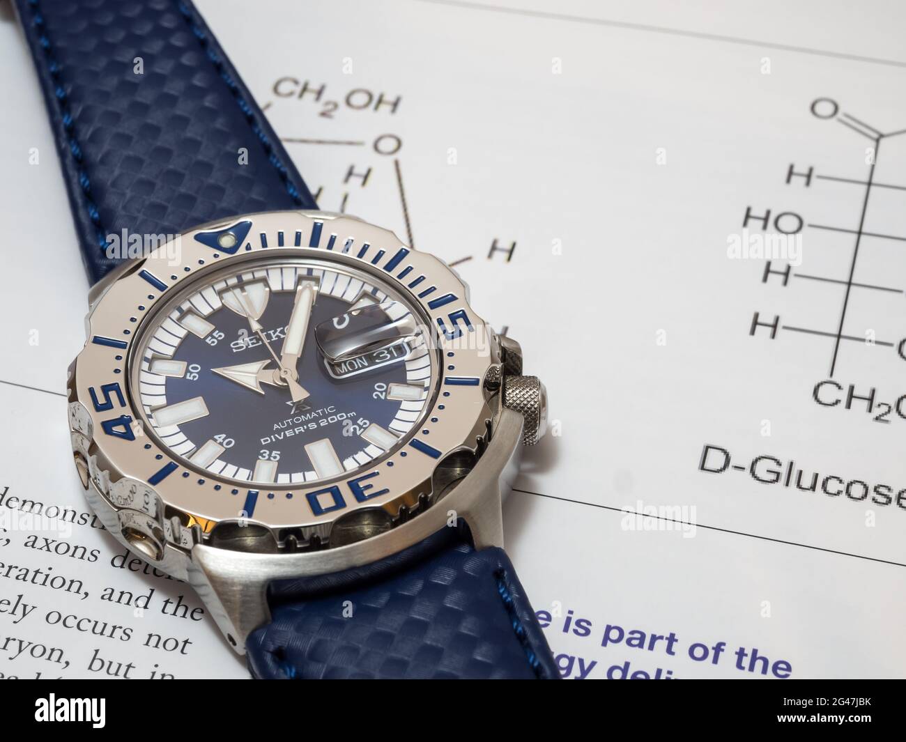 BANGKOK-SEPTEMBER 2: Seiko diver automatic watch, Royal blue monster  limited model for only Thailand, place on chemistry journal paper selective  focus Stock Photo - Alamy