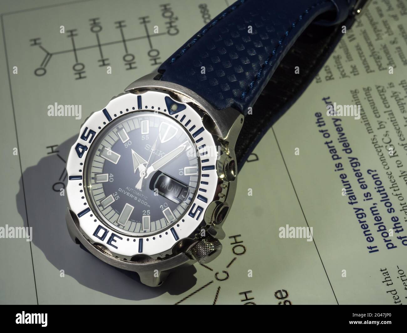 BANGKOK - SEPTEMBER 2: Seiko diver automatic watch, Royal blue monster  limited model for only Thailand, place on chemistry journal paper under low  key Stock Photo - Alamy