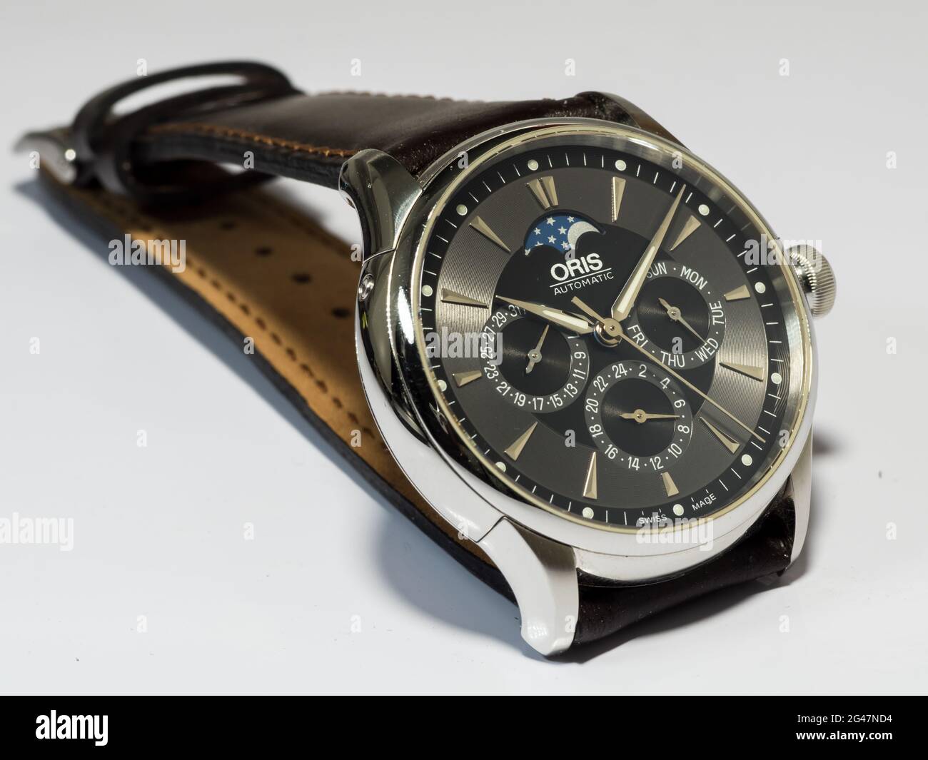 BANGKOK OCTOBER 21 Oris Artelier Moon phase with black dial is luxury watch was taken on October 21 2015 in Bangkok Thailand Stock Photo Alamy
