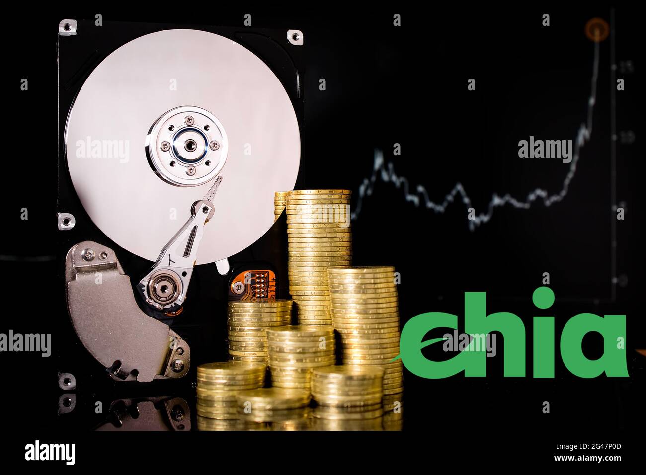 Cryptocurrency Chia and hard disk server for mining . New Crypto currency  ChiaCoin virtual money concept on black background Stock Photo - Alamy