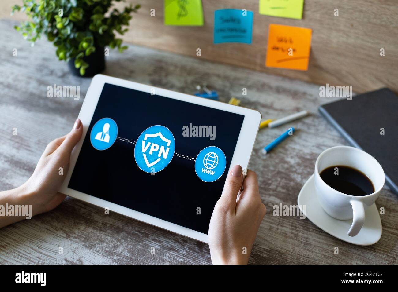 VPN - Virtual perivate network. Internet conncetion privacy concept Stock Photo