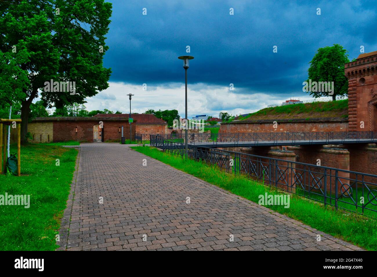 Beautiful view of the famous Fortress Germersheim in Germany Stock Photo