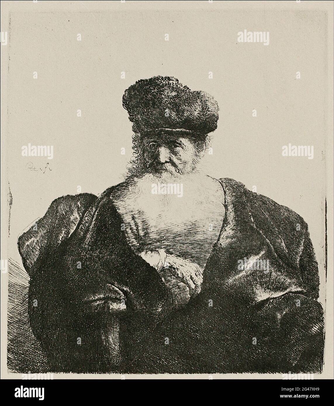 Rembrandt Harmenszoon Van Rijn - an Old Man with Beard Fur Cap Velvet ...