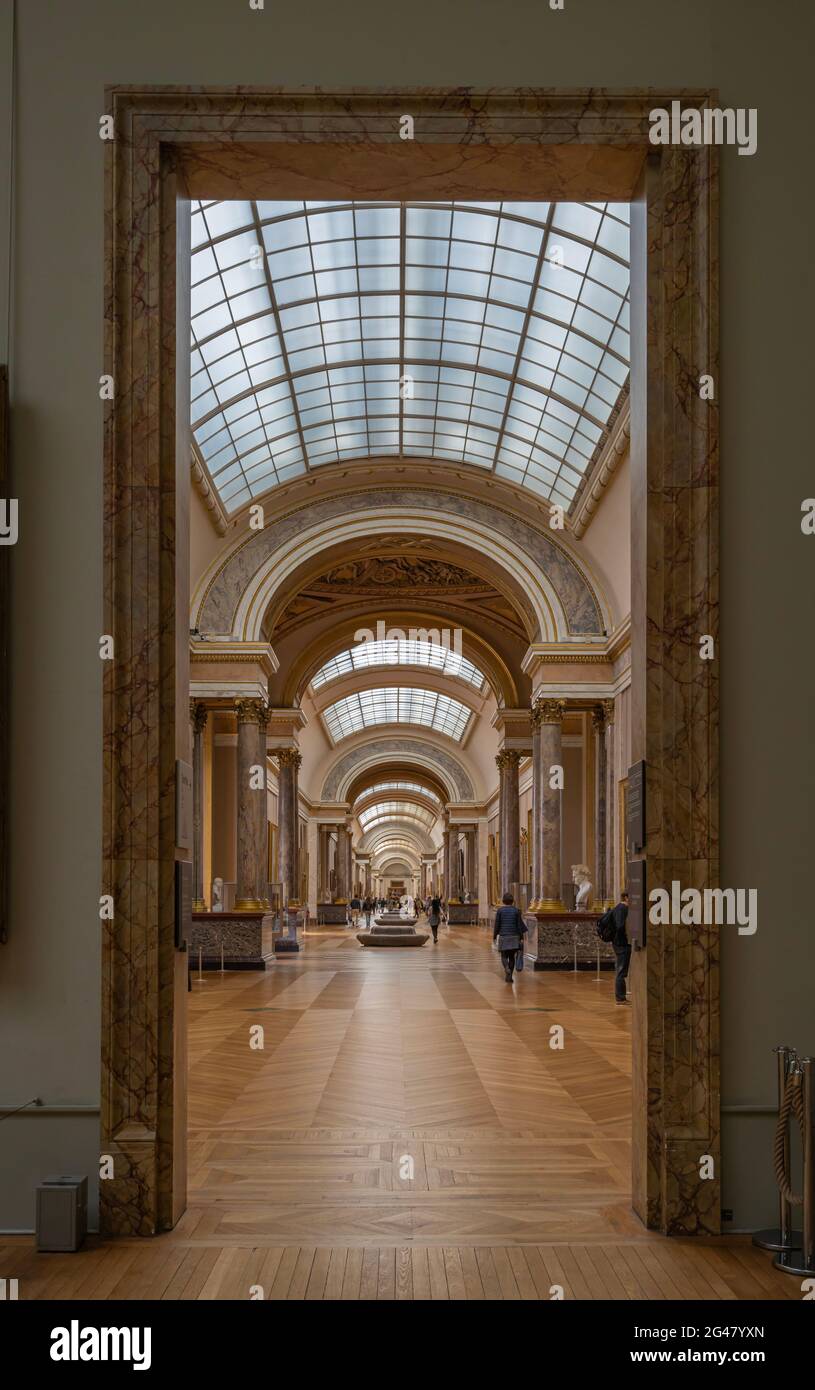 Paris, France 21 05 2021 Louvre Museum. Denon wing. The alleys with